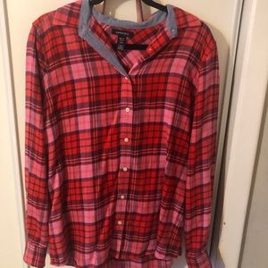 red lands end flannel in perfect condition